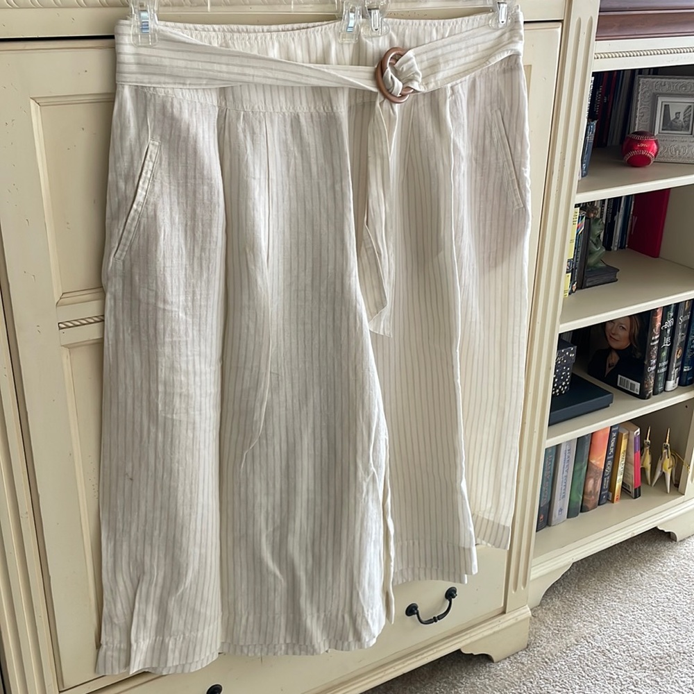 Anthropologie wide leg linen pants